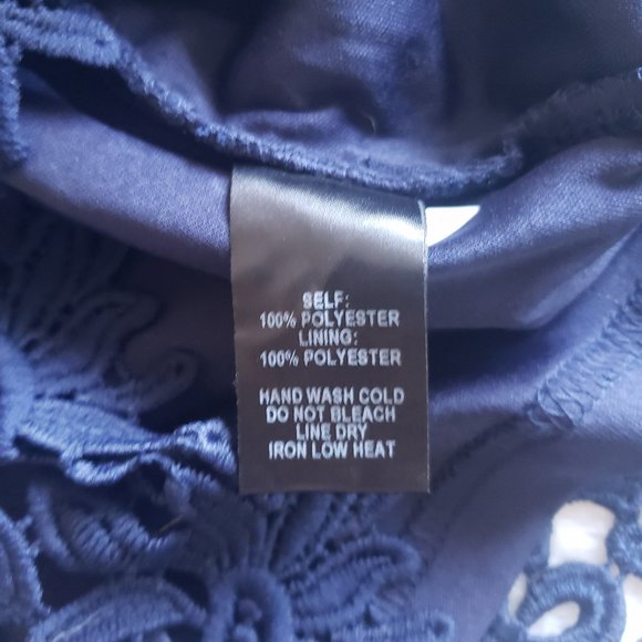 LULU'S Open Back Floral Lace Navy Blue Mini Dress SZ M - Picture 16 of 17